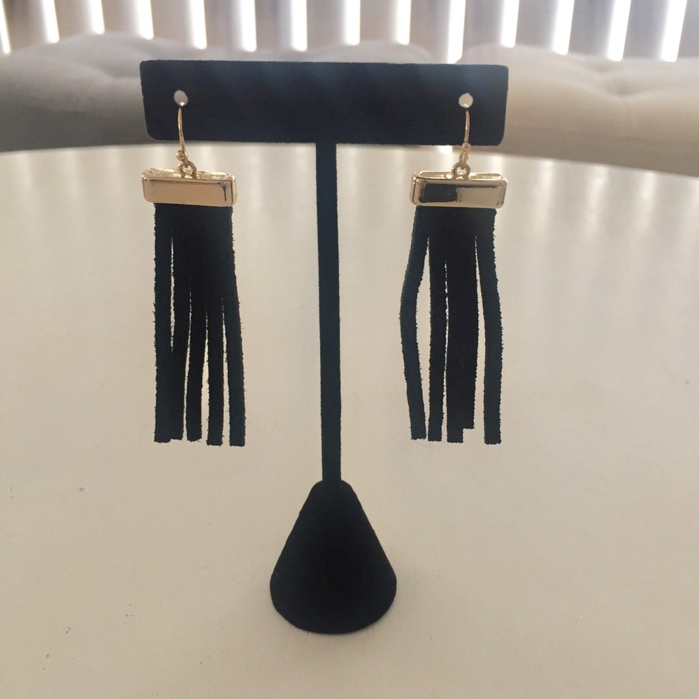 Blacks Suede Fringe Earrings